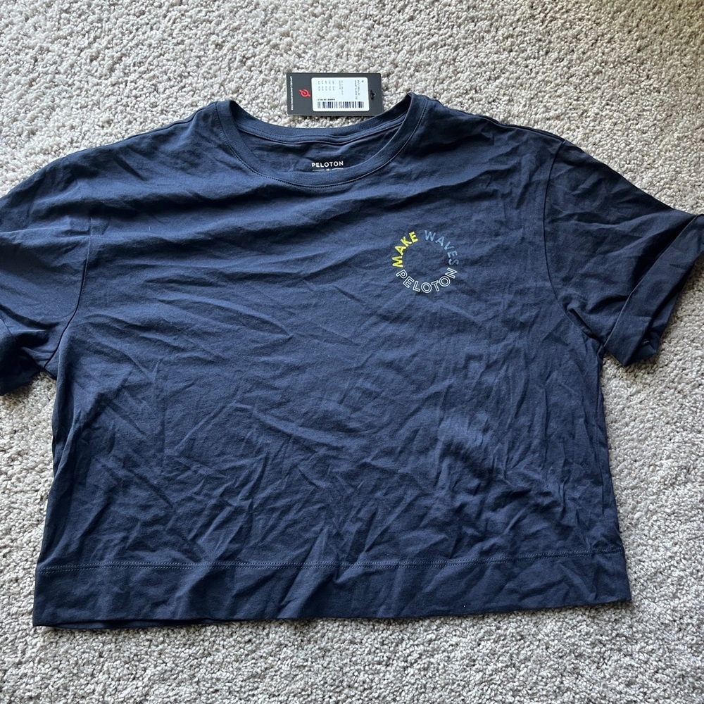 NWT Peloton Navy Blue T-Shirt with rolled sleeve - medium